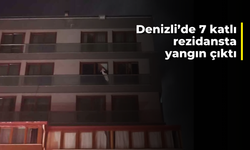 Denizli'de 7 katlı rezidansta yangın çıktı