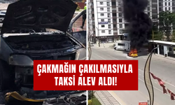 Çakmağı Çakmasıyla Taksi Alev Aldı!