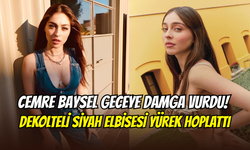 Cemre Baysel’den dekolte şov: Siyah elbisesiyle gece damgasını vurdu