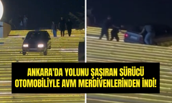 Ankara'da Yolunu Şaşıran Sürücü Otomobiliyle AVM Merdivenlerinden İndi!