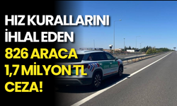 Hız Kurallarını İhlal Eden 826 Araca 1,7 Milyon TL Ceza!