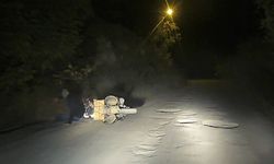 Erzurum’da motosikletli dereye uçmaktan son anda kurtuldu