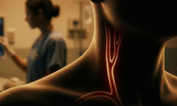 Boynunu kütleten kadın felç geçirdi