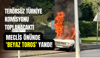TBMM önünde ‘Beyaz Toros’ yandı: 1 kişi gözaltında