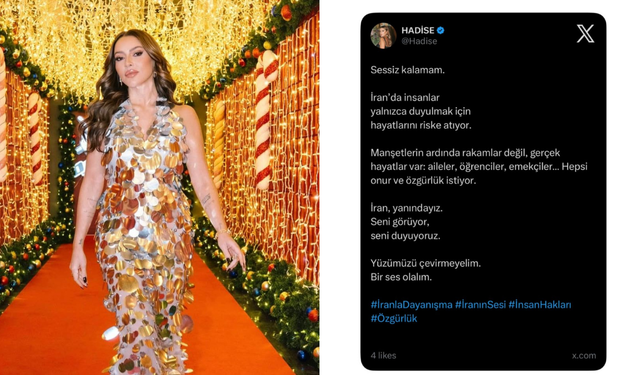 Hadise’den İran paylaşımı: Sessiz kalamam