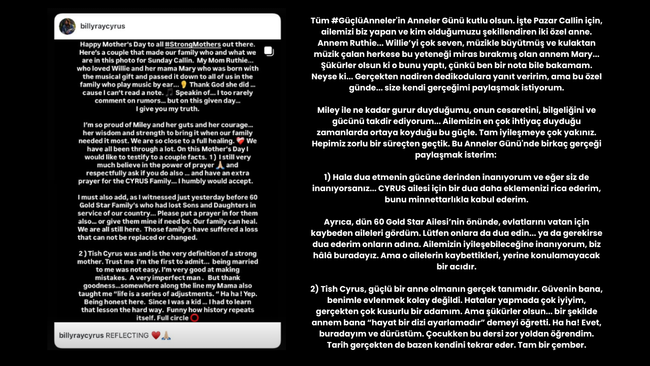Billy Ray Cyrus’tan Eski Eşi Tish Ve Kızı Miley’e Duygusal Övgü! (2)