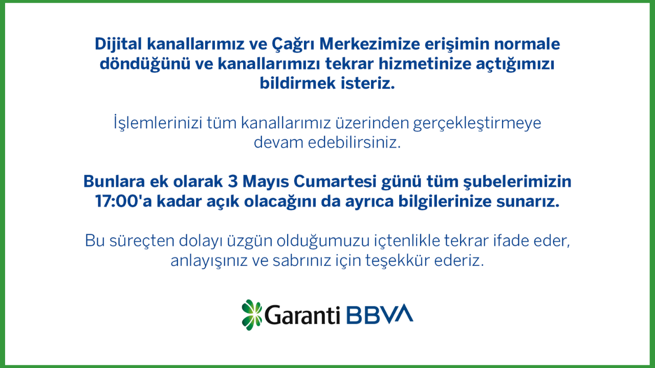 Garanti Bbva Normale Döndü! Şubeler Bugün Açık Olacak! (1)