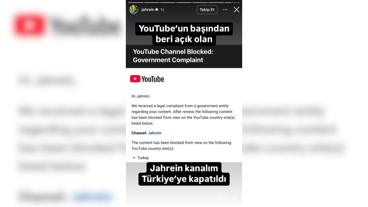 Jahrein'in Youtube Kanalı Erişime Engellendi (1)
