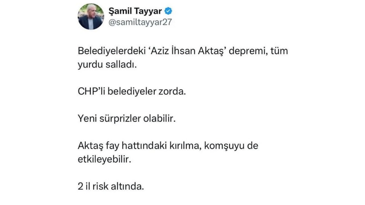 Bomba İddia Chp’li Belediyelere Yeni Operasyon Mu Geliyor Şamil Tayyar Paylaşıp Sildi!
