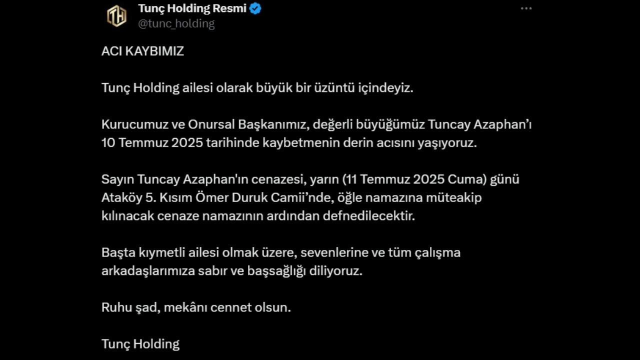 Dinçer Azaphan’ın Babası Tuncay Azaphan Vefat Etti!