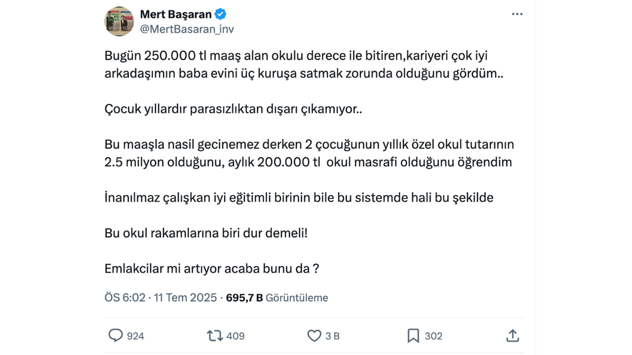 Mert Başaran'ın 250 Bin Tl Maaşla Geçinemiyor Paylaşımına Tepki Yağdı (1)