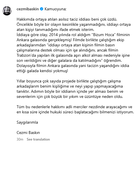 Cezmi Baskın'dan Taciz İddialarına Yanıt! 11