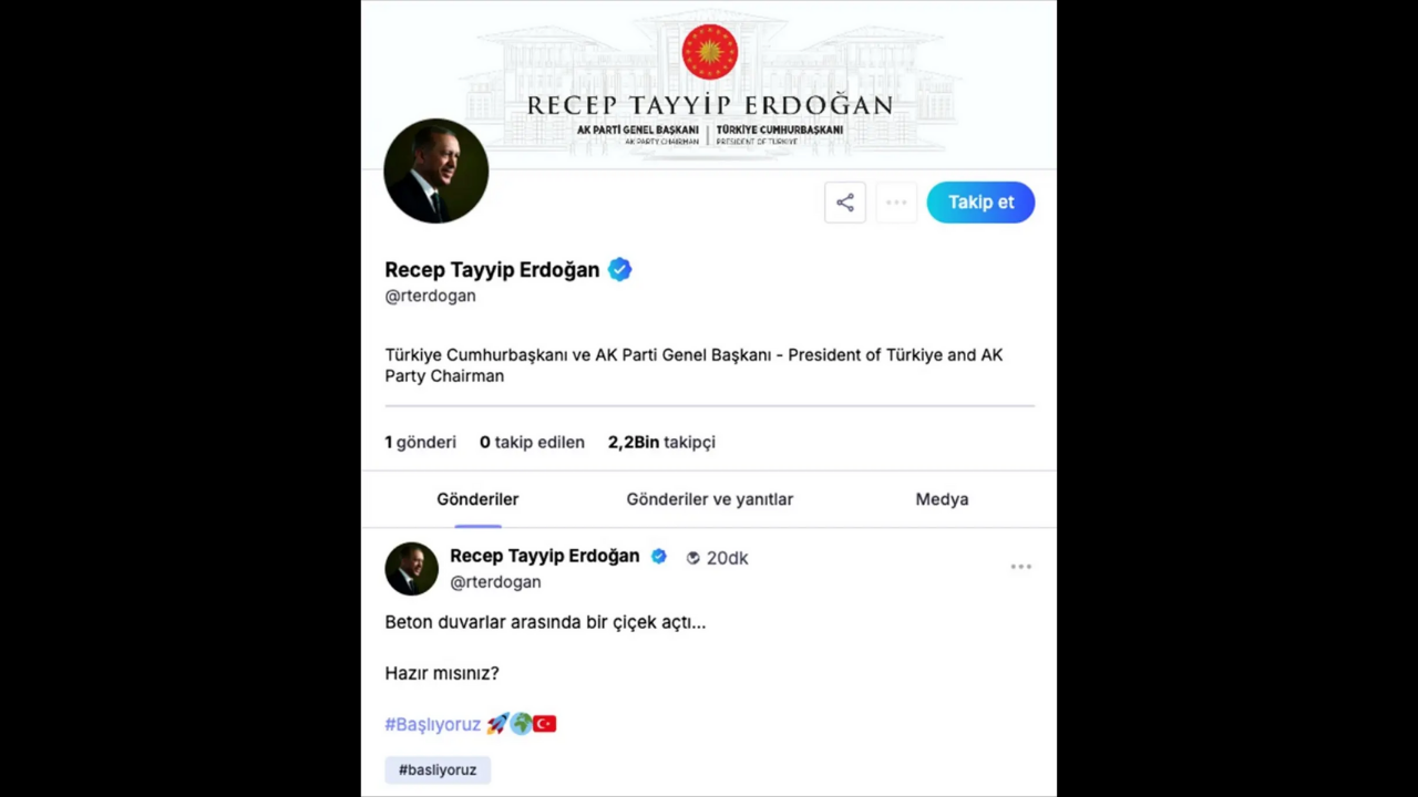 Cumhurbaşkanı Erdoğan Nsosyal’den Ilk Paylaşımını Yaptı