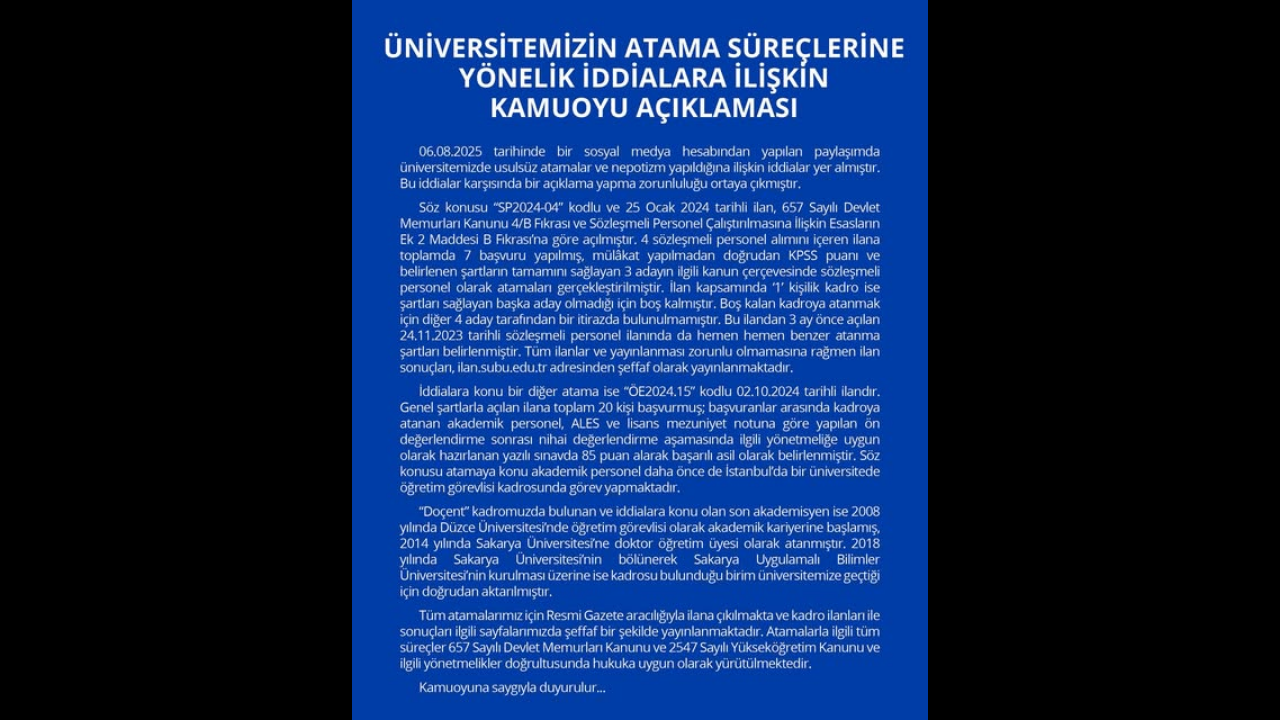 Rektör Yeğenine Özel Kadro Mu Açtı Sakarya Üniversitesi’nde Atama Krizi (4)