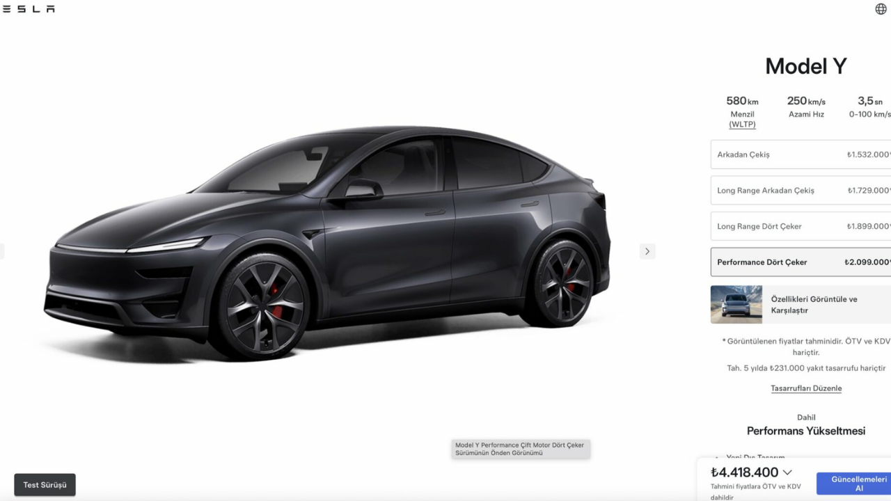 Tesla Model Y Performance Türkiye’ye Geldi (1)