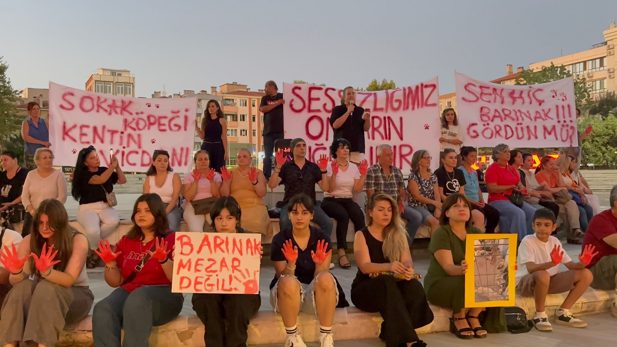 Lüleburgaz’da hayvanseverlerden belediye önünde 3 günlük oturma eylemi-2