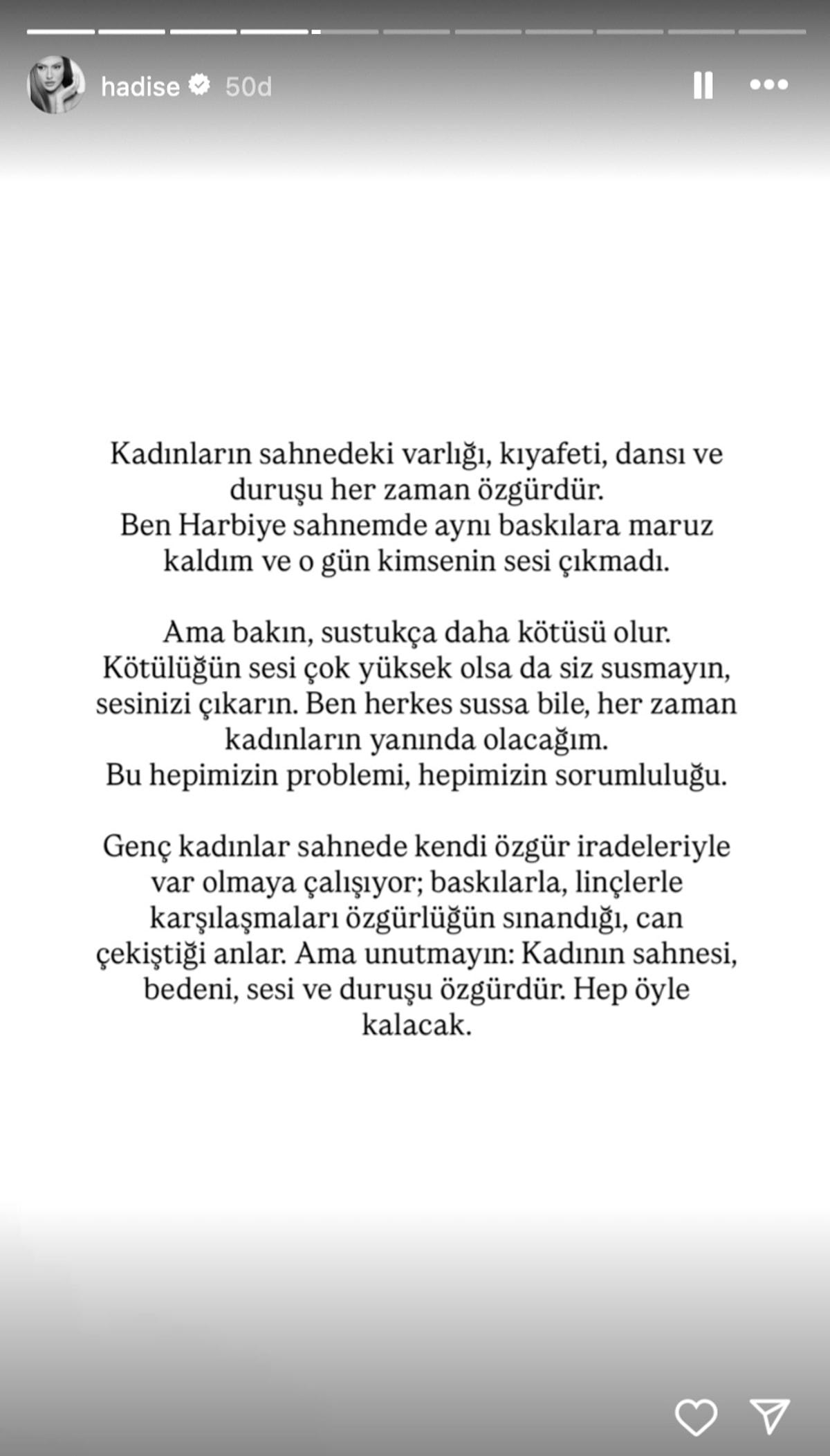 Hadise’den Manifest Kızlarına Sitemli Destek “Sustukça Daha Kötüsü Olur” 2