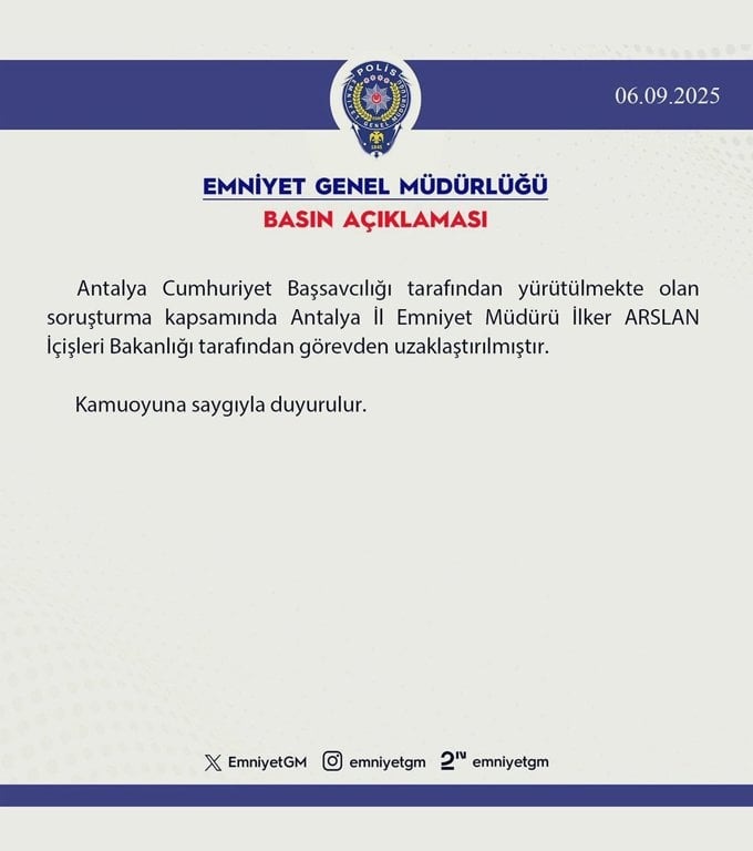 İddia Görevden Alınan Antalya Emniyet Müdürü İlker Arslan Hakkında Gözaltı Kararı 1