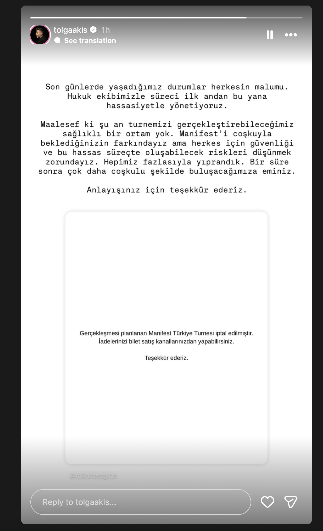 Manifest Türkiye Turnesi Neden İptal Edildi? Tolga Akış’tan İlk Açıklama!