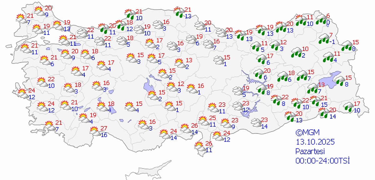 Türkiye’ye Mevsimin İlk Karı Geliyor! 12 Ekim Pazar Hava Durumu 3