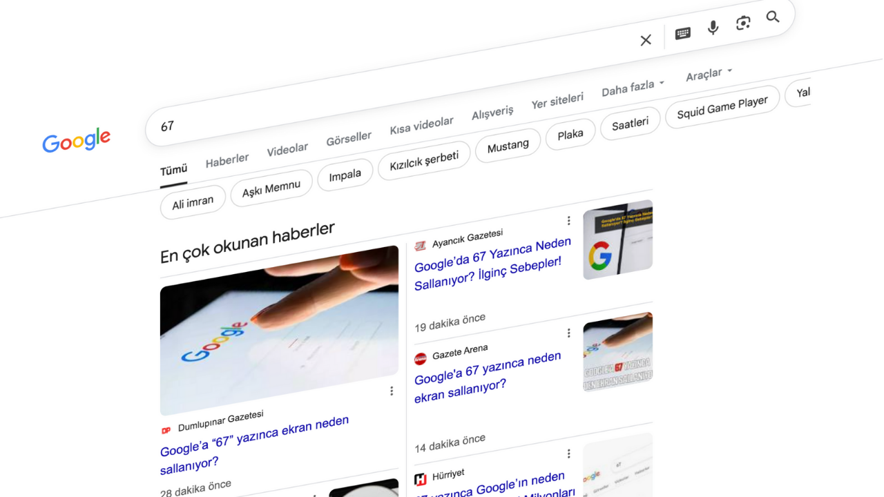 Google'ın Gizli Şakası Arama Çubuğuna 67 Yazınca Ekran Neden Sallanıyor