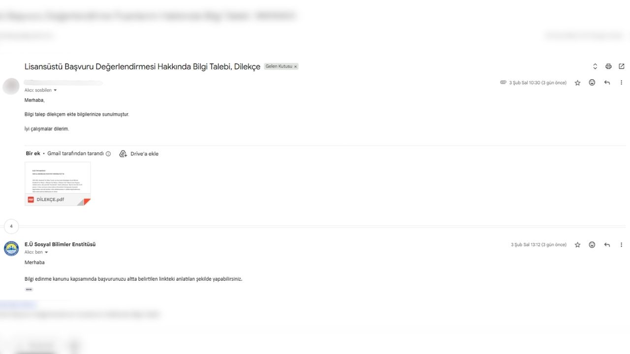 Ege Üniversitesi Lisansüstü Kabul Süreci Skandalı! (2)